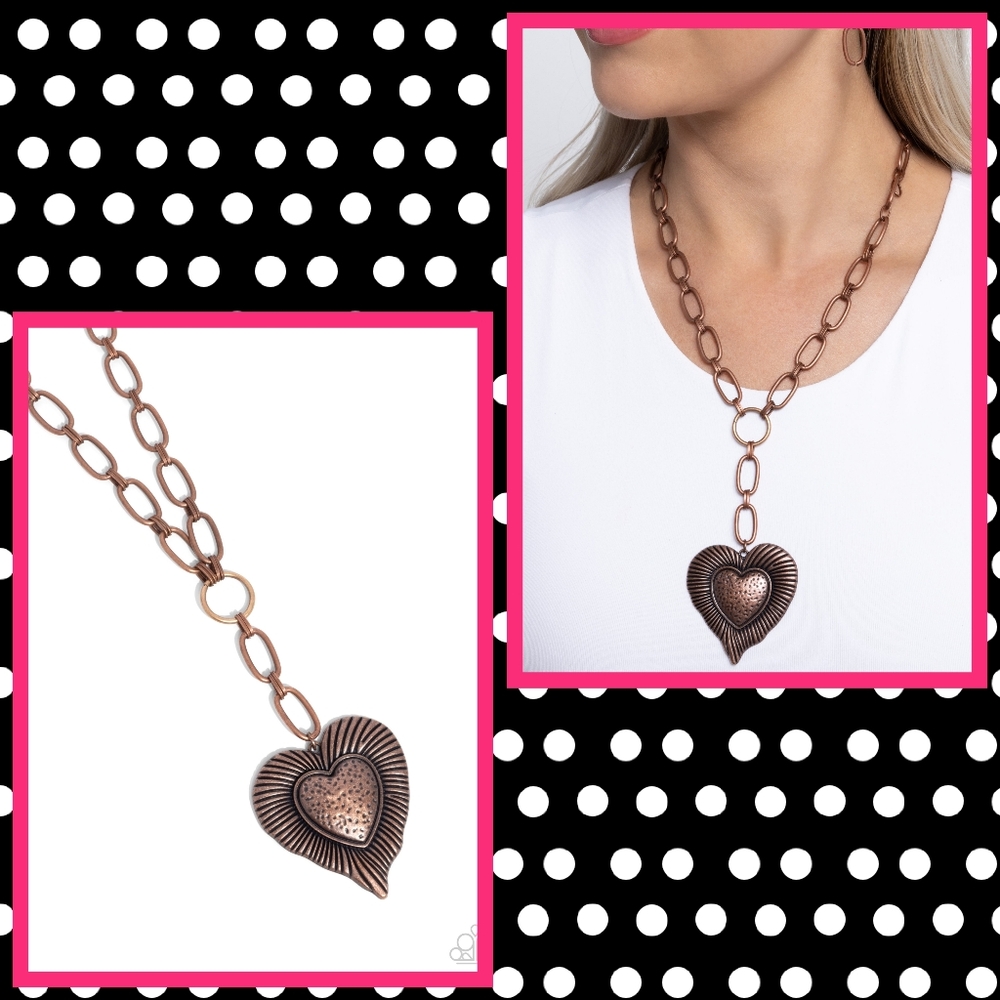 2/$10 Paparazzi High Fidelity - Copper Heart Necklace